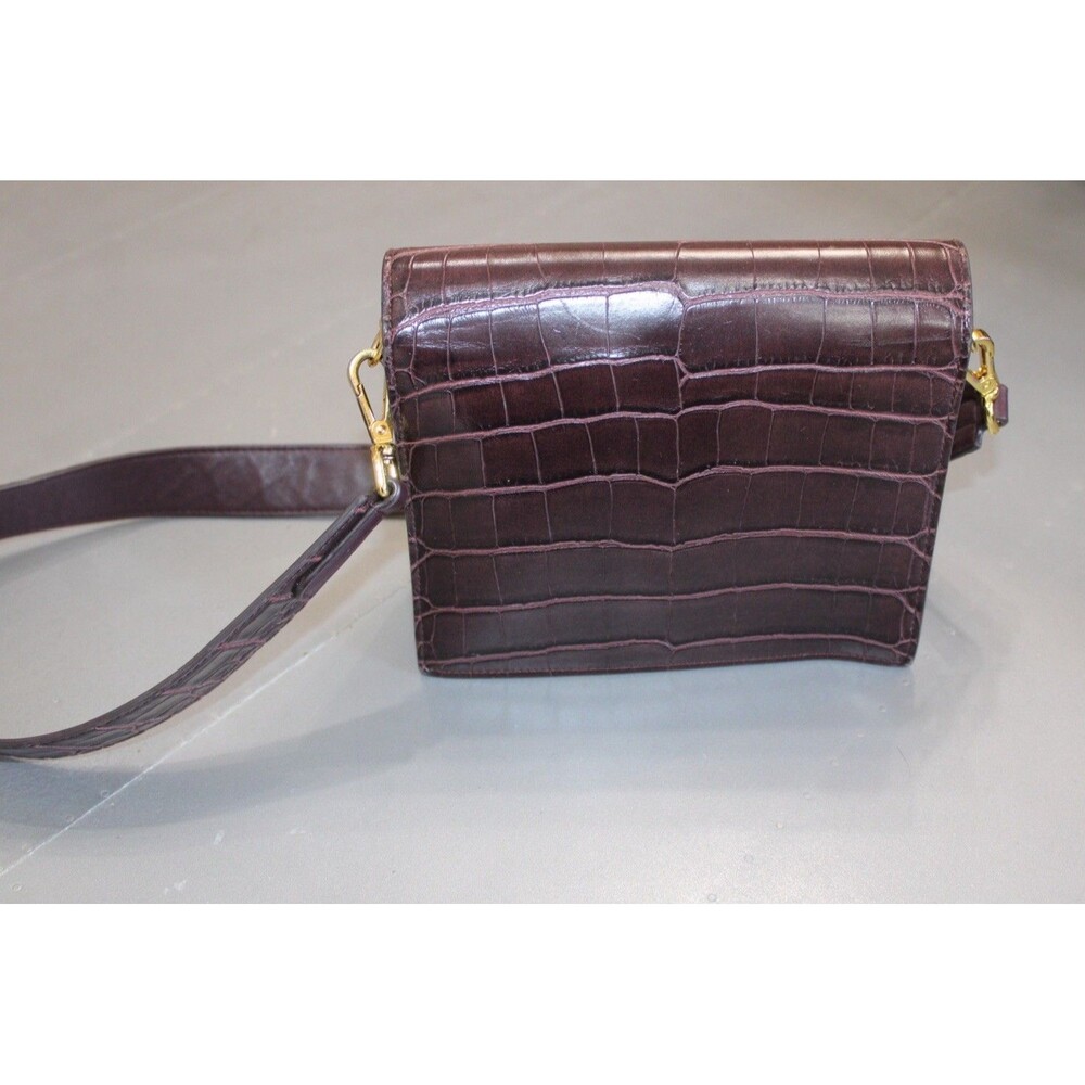 JW PEI Mini Flap Crossbody Bag Burgundy Brown Croc Embossed Vegan Leather Purse - Picture 6 of 10